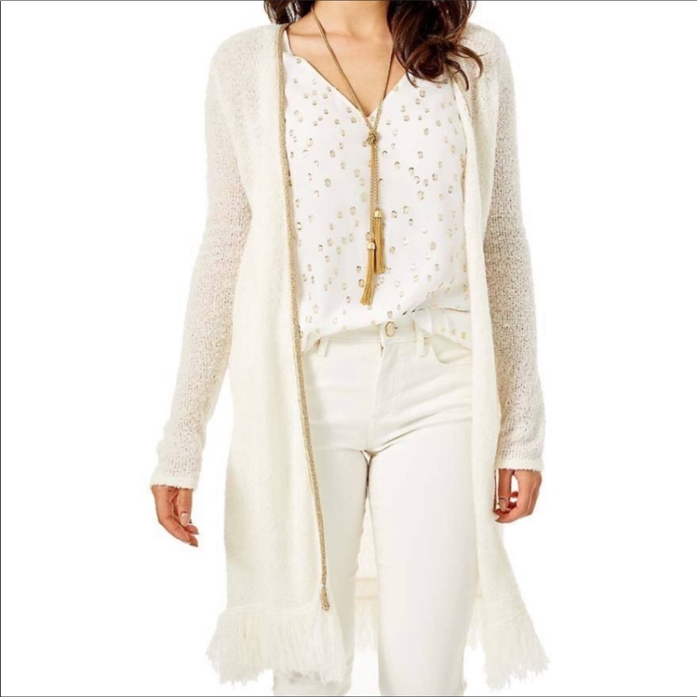 Lilly Pulitzer Yana Fringe Cardigan Size Medium